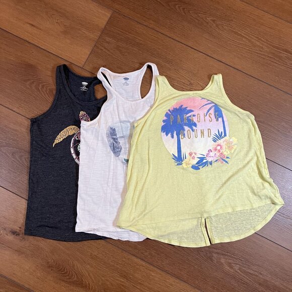 Old Navy Girls 10/12 Tank Top Bundle Set of Three Tank Tops Size L - Picture 1 of 13